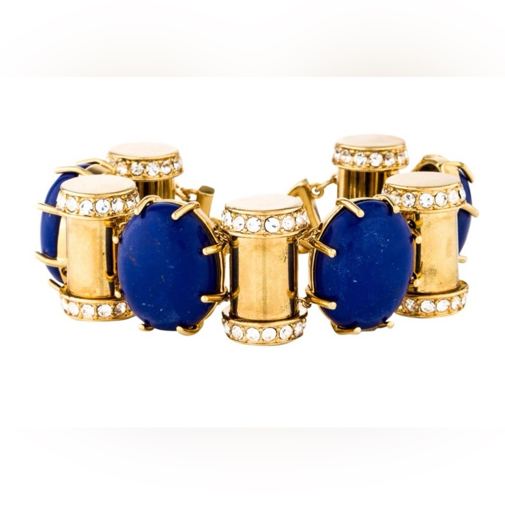 Lele Sadoughi crystal and resin link bracelet. Gold tone metal